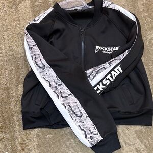 Rockstar Original Black Bomber Jacket with Snake Print
